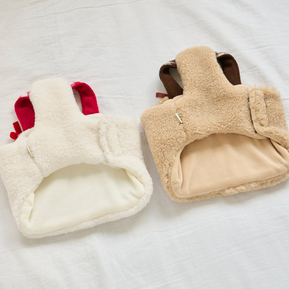 TWIN BEAR FLEECE VEST (IVORY)