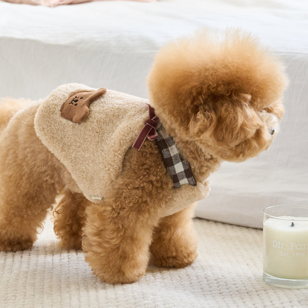 TWIN BEAR FLEECE VEST (BEIGE)